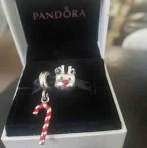 Pandora Candy Cane and Red Nose Reindeer Charms